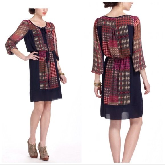 Anthropologie Maeve Blue Rosalie Peasant Dress - Picture 2 of 14